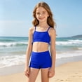 thumbnail image 2 of lnmuld Girls Two Piece Swimsuit with Ruched Drawstring Summer Beach Pool Size:9-10 Years, 2 of 6