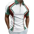 thumbnail image 1 of Birdeem Men Casual Stripes Zip Turndown Pullover Zipper Short Sleeve Blouse, 1 of 6