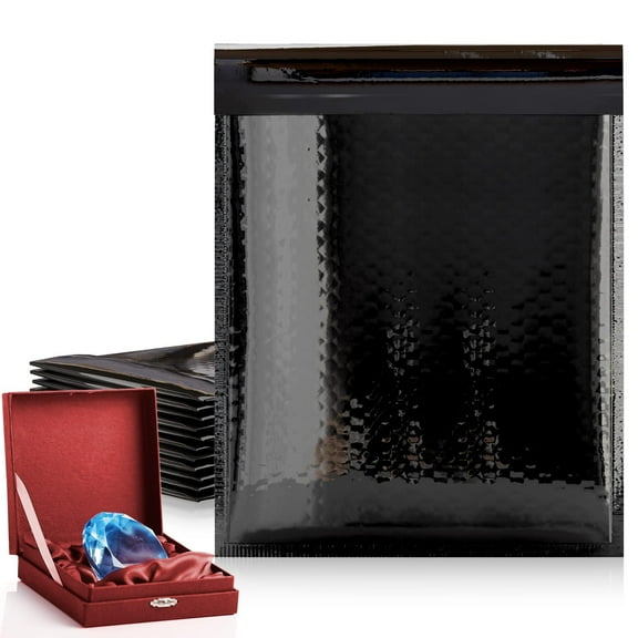 Black Metallic Bubble Mailers, Padded Self Seal Envelopes, 25 Count, 8.5 x 11 in