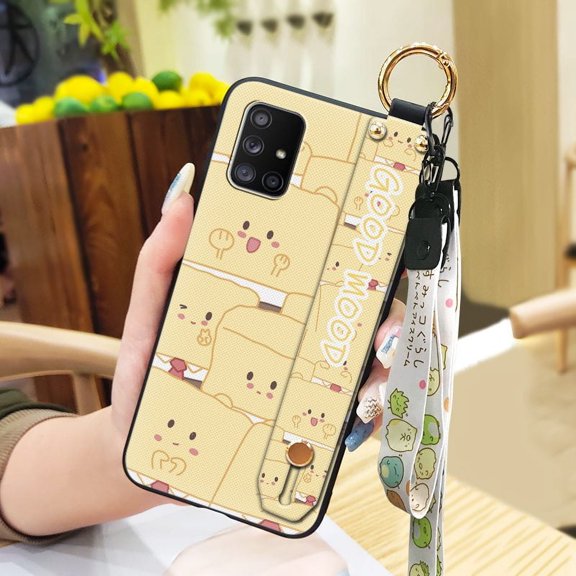 LYM-Phone Case For Samsung Galaxy A71 5G, Anti-dust Kickstand Shockproof Silicone Lanyard Cartoon Back Cover Soft case Ring Cute Anti-knock Phone Holder Dirt-resistant Waterproof Durable