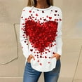 thumbnail image 2 of VKOYWKM Women's Valentine Shirts Love Heart Print Long Sleeve Tunic Blouses Crew Neck Holiday Tees, 2 of 5
