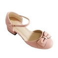 thumbnail image 2 of LYHaoo Girls Sandals Big Kids Children Girls Closed Toe Low Heeled Thick Heeled High Heels Princess Shoes Party Wedding Daily Shoes Sizes 2 Big Kid(10-10.5 Years), 2 of 7