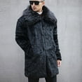 thumbnail image 6 of UFOUND Men Jackets Coats Winter Casual Fashion Cony Hair Lapel Medium And Long Thick Coat Jacket Top, 6 of 9