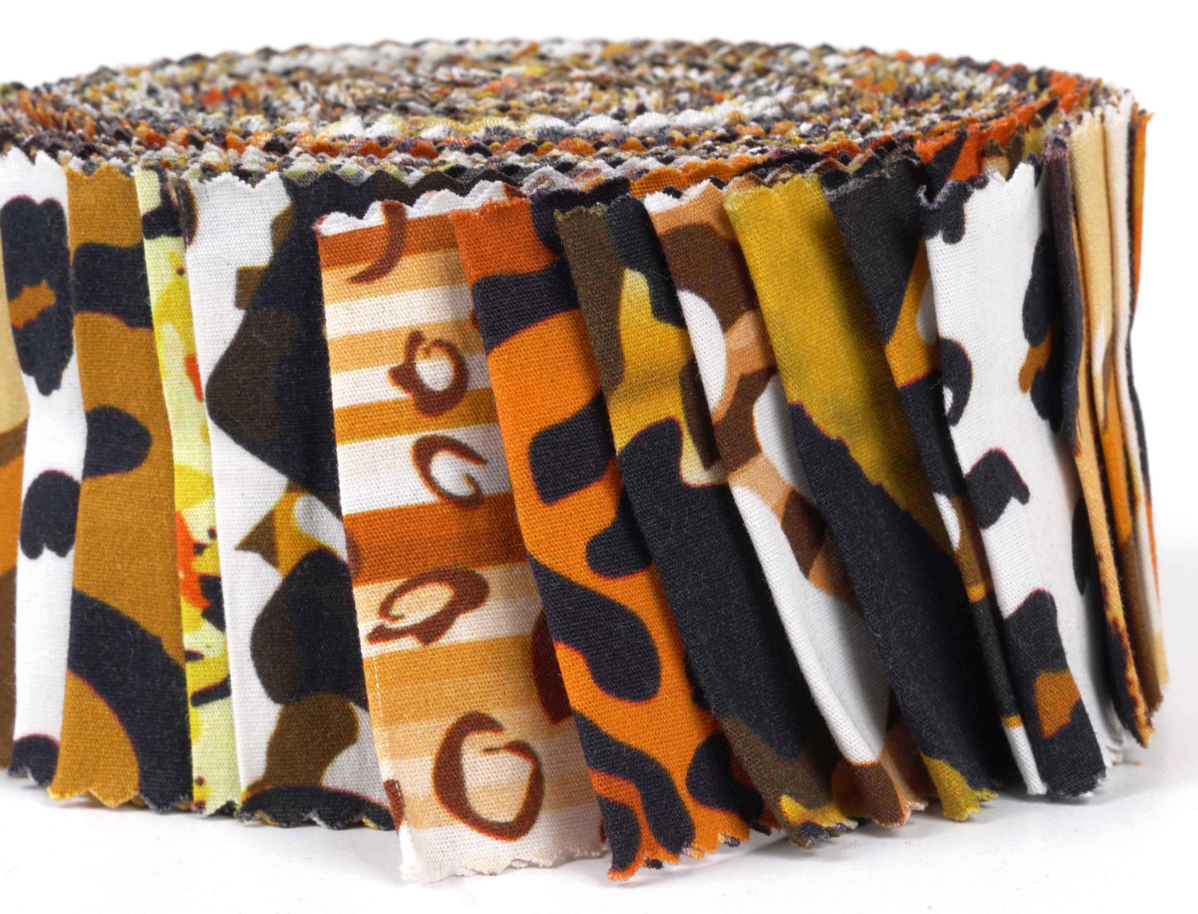 Soimoi 40Pcs Floral Artistic Print Cotton Precut Fabrics For Quilting Craft Strips 2.5x42inches Jelly Roll - Brown