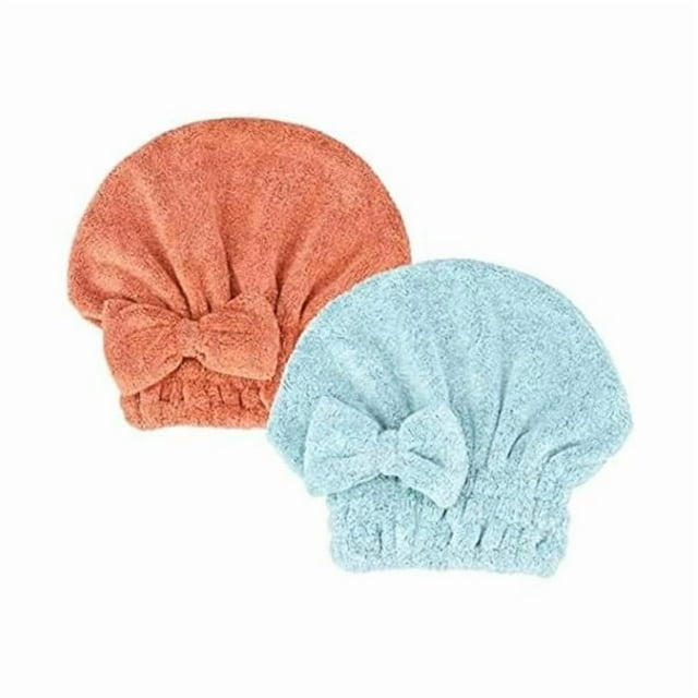 wonima11 Microfiber Hair Drying Towels Head wrap with Bow-Knot Shower Cap Hair Turban hairWrap Bath Cap for Short or Curly Long & Wet Hair Gift for Women 2pack