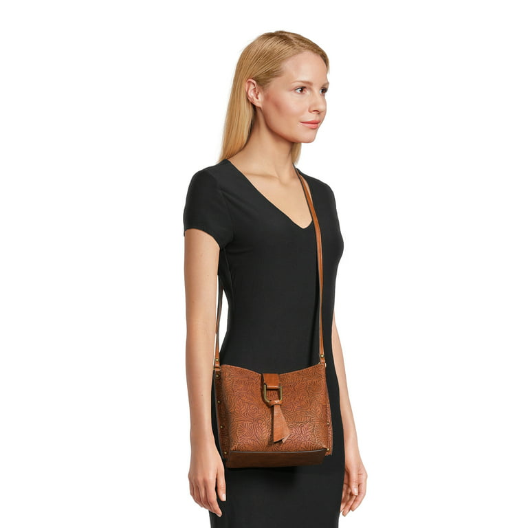 The Pioneer Woman Tooled Faux Leather Crossbody Bag with Studs