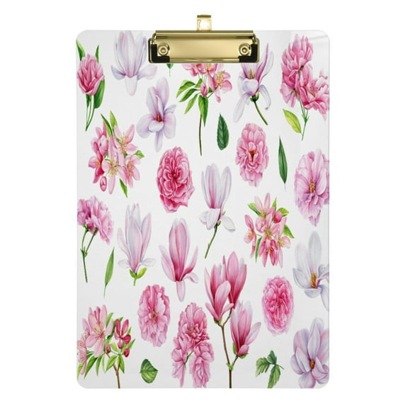 Peony Pink Flowers Acrylic Clipboards A4 Standard Letter Size Clipboard 12.5" X 9" Clip Board for Students Teacher Office