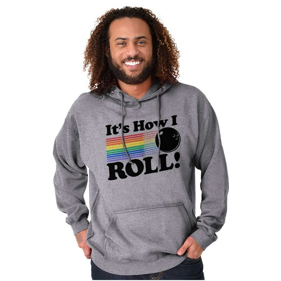 How I Roll Funny Bowling Ball Pun Unisex Plus Fleece Graphic Hoodie Brisco Brands 2X