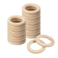 thumbnail image 1 of Unique Bargains 20Pack 35mm(1.4') Natural Wood Rings, 6mm Smooth Unfinished Wooden Circles, 1 of 6