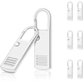 thumbnail image 1 of 8 Pack Metal Zipper Pulls Replacement Slider, Detachable Zipper Pull Slider Accessories for Suitcase Luggage Backpack Repair(Silver) 03#- Metal Silver 8pcs, 1 of 6