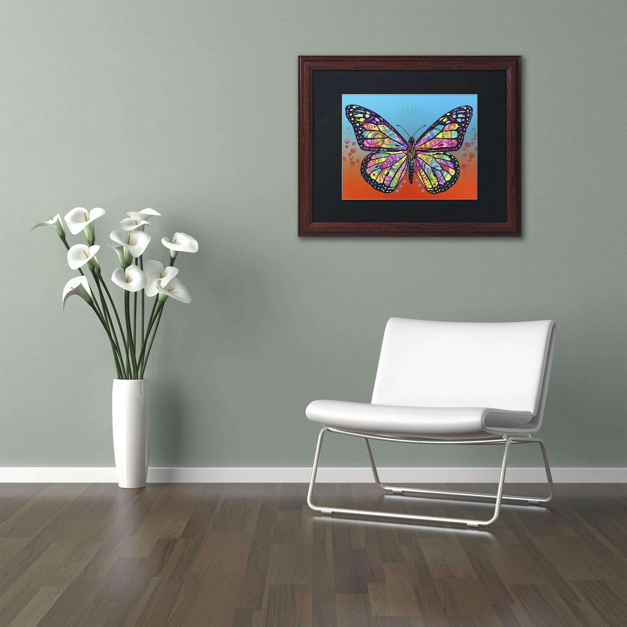 Trademark Fine Art 'Butterfly' Canvas Art by Dean Russo, Black Matte, Wood Frame