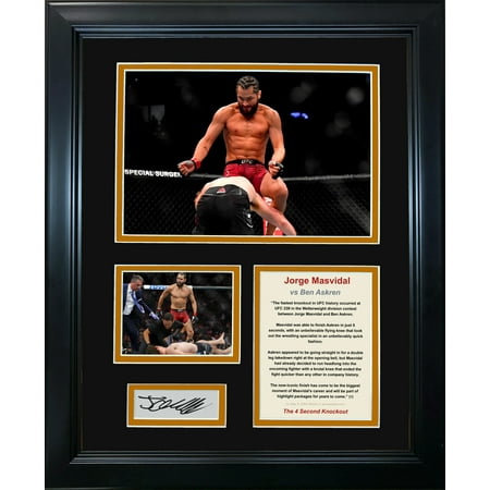 

Framed Jorge Masvidal 4 Second KO Knockout Facsimile Laser Engraved Signature Auto UFC MMA 12x15 Photo Collage