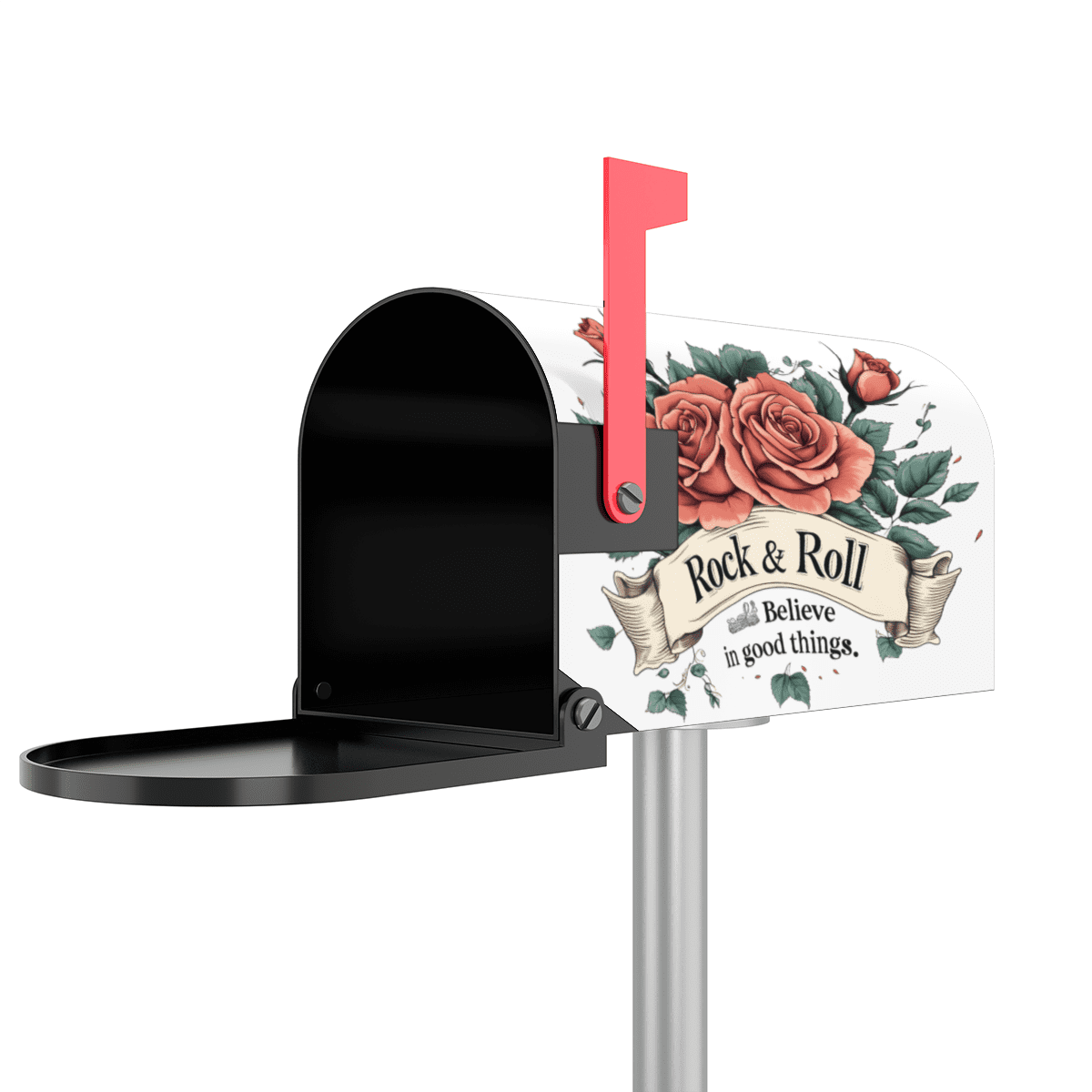 Magnetic Mailbox Cover Rose Rock and Roll, All-Weather PVC, Full Magnetic Backing for Quick Setup, Fits Standard 18 x 21 Inch and Large Mailboxes