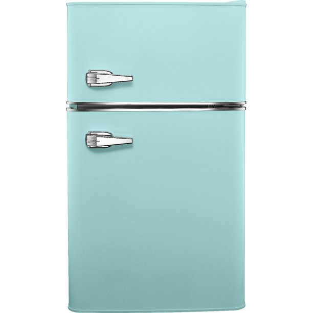 Insignia Retro 3 1 Cu Ft Mini Fridge With Top Freezer Cool Mint Green Walmart Com Walmart Com