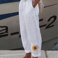 thumbnail image 2 of VEKDONE Womens Linen Long Pants White L, 2 of 4