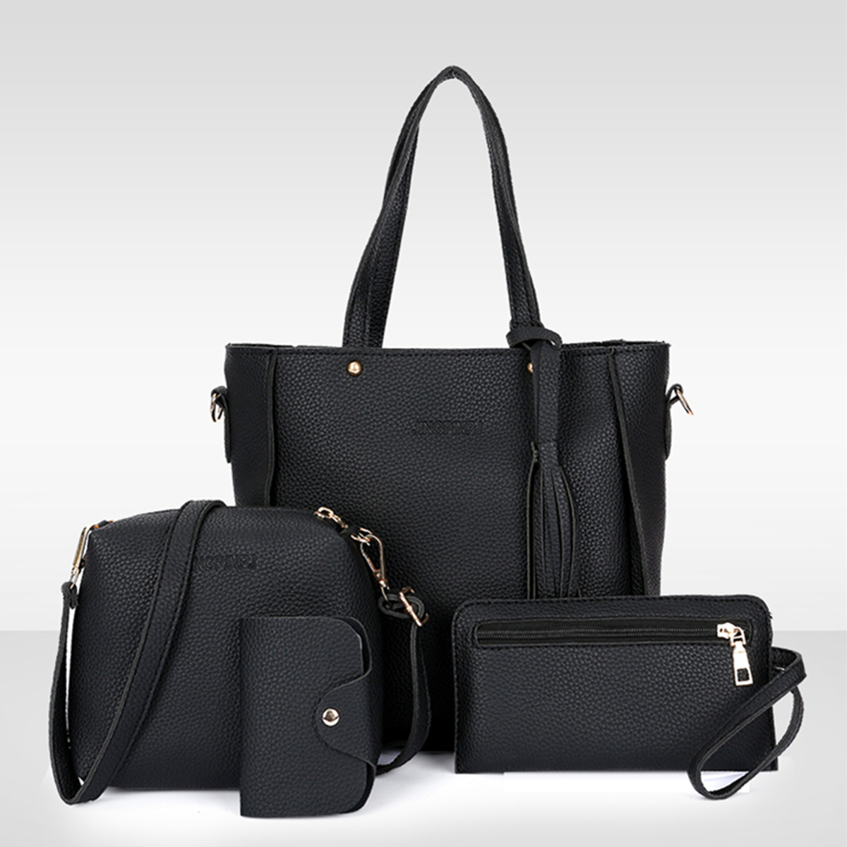 Women Lady Leather Handbag Satchel Messenger Bag 4pcs Set Shoulder Tote Purse