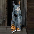 thumbnail image 5 of JULMCOMO Cotton Linen Jumpsuits for Women Halloween Haunted Castle Pumpkin Bat Print Spaghetti Strap Jumpsuits Plus Size Costume Holiday Overalls Gray 2XL, 5 of 5