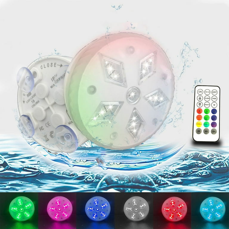 Slhenay Submersible LED Lights with Remote RF, Full Waterproof Pool Lights for Inground Pool with Magnets, Suction Cups,3.35 Color Changing Underwater