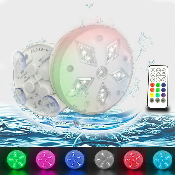 Dvkptbk Submersible LED Lights with Remote RF,Full Pool Lights for Inground Pool with Magnets, Suction Cups,Color Changing Underwater Lights for Pool Battery Pool Light on Clearance