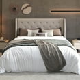 thumbnail image 3 of Sha Cerlin Full Size Lift up Hydraulic Large Storage Platform Bed Frame with Fabric Upholstered Button Tufted Wingback Headboard, Beige, 3 of 14