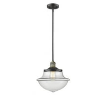 Innovations Lighting  Franklin Restoration Oxford - 1 Light 12" Stem Hung Mini Pendant Clear/Black Antique Brass