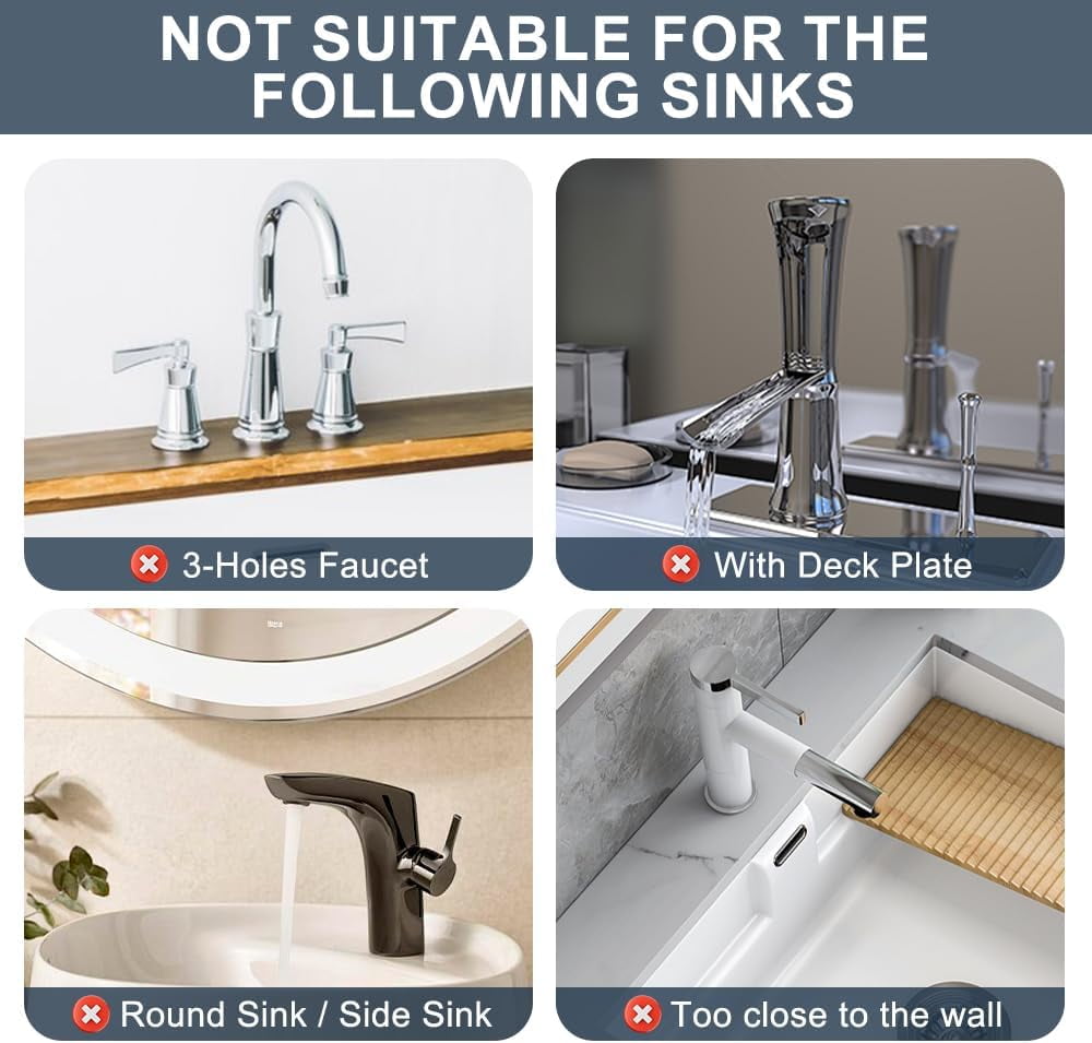 JJEAN-Silicone Faucet Drip Catcher Tray Mat - Upgraded Design - Sink Backsplash Guard Behind Faucet, Silicone Faucet Mat for Dish Soap Sponge Holder, Kitchen Counter Bathroom Kitchen Sink Splash Guar
