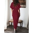 thumbnail image 5 of Krumba Women Button Down Dress: Summer Casual V - Neck Tie Waist Maxi – Comfort for Beach Party Wedding Outdoor Gatherings Burgundy Size S, 5 of 7
