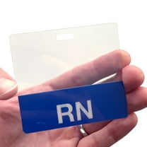 Clear Blue "RN" Badge Buddy - Heavy Duty Horizontal Badge Buddies for Registered Nurses - Spill Proof & Tear Resistant Cards - 2 Sided - Quick Role Identifier ID Backers - USA Printed by Specialist ID