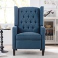 thumbnail image 4 of Recliner Chair, Living Room Chairs with Arms, Adjustable Single Reclining Sofa, Home Theater Seating Arm Chair with Thick Padded Seat, Footrest, Lounge Chair for Bedroom, Blue, 4 of 7
