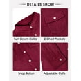 thumbnail image 3 of GIRUNS Men's Corduroy Jacket Long Sleeve Button Down Shirts Casual Shirt Jackets with Flap Pockets Wine Red L, 3 of 8