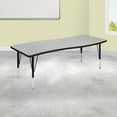 thumbnail image 2 of Flash Furniture Wren 26"W x 60"L Rectangular Wave Flexible Collaborative Grey Thermal Laminate Activity Table - Height Adjustable Short Legs, 2 of 11