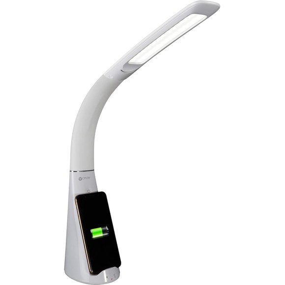 OttLite Lampe de Bureau Désinfection à DEL Purifiante avec Recharge Sans Fil – Élimine jusqu'à 99,9 % des Bactéries, Activée par le Toucher, Col Flexible, Lig Moderne