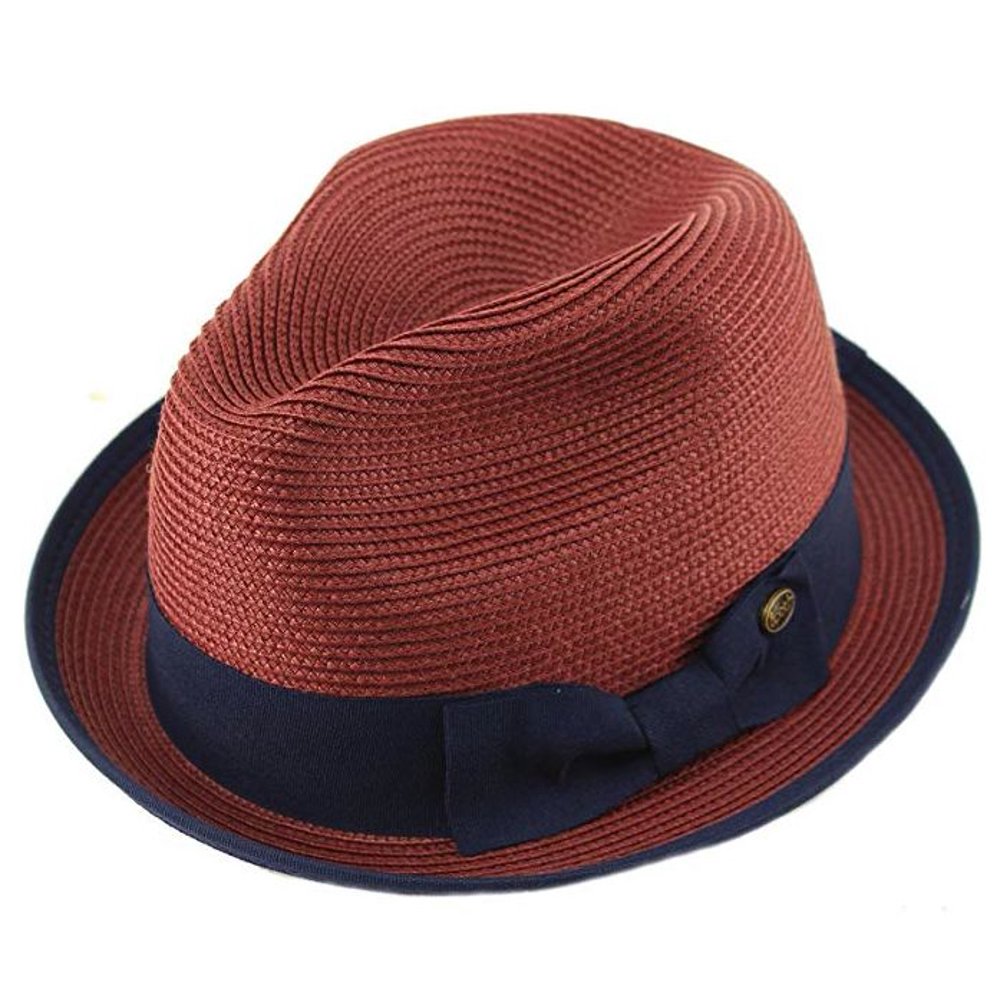 Epoch Hats Mens Crushable 2 Tone Summer Fedora Porkpie Hat w/ Upturn