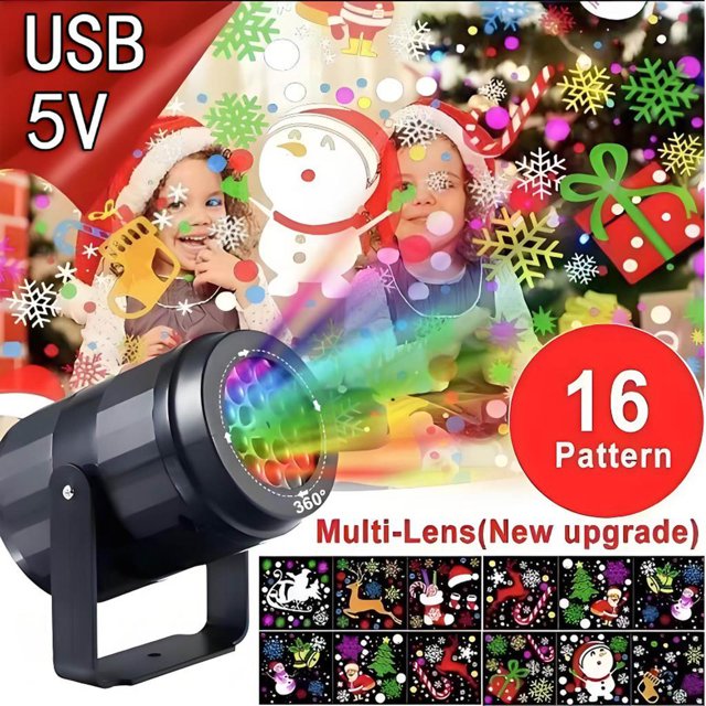 Boovnll Festival Decorative Lights, New Led Christmas Snowflake Projection Lamp Colorful Rotating Festival Decorative Lamp 16 Images, Smart Home, Home