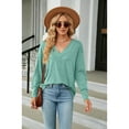 thumbnail image 6 of Anbech Deep V Neck Blouse for Women's Soft Long Sleeve Button Shirts Comfty Loose Fit Casual Sexy Tops, 6 of 7