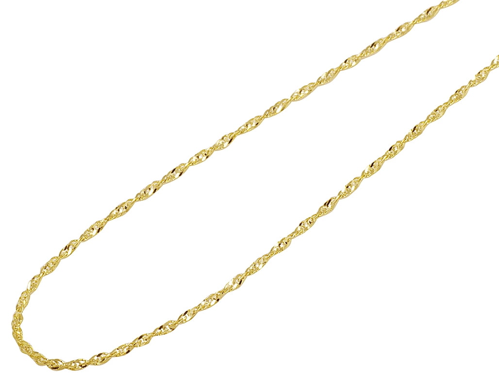 Kooljewelry 10k Yellow Gold Singapore Chain Necklace 0.7 mm, 1 mm, 1.4 mm, 1.7 mm 