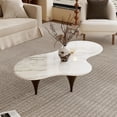 thumbnail image 2 of Modern Coffee Table for Living Room, 54.72" Irregular Cloud Coffee Table with Sintered Stone Top, Unique Living Room Table with 3 Metal Legs, Long Center Table Tea Table for Home Office, 2 of 4