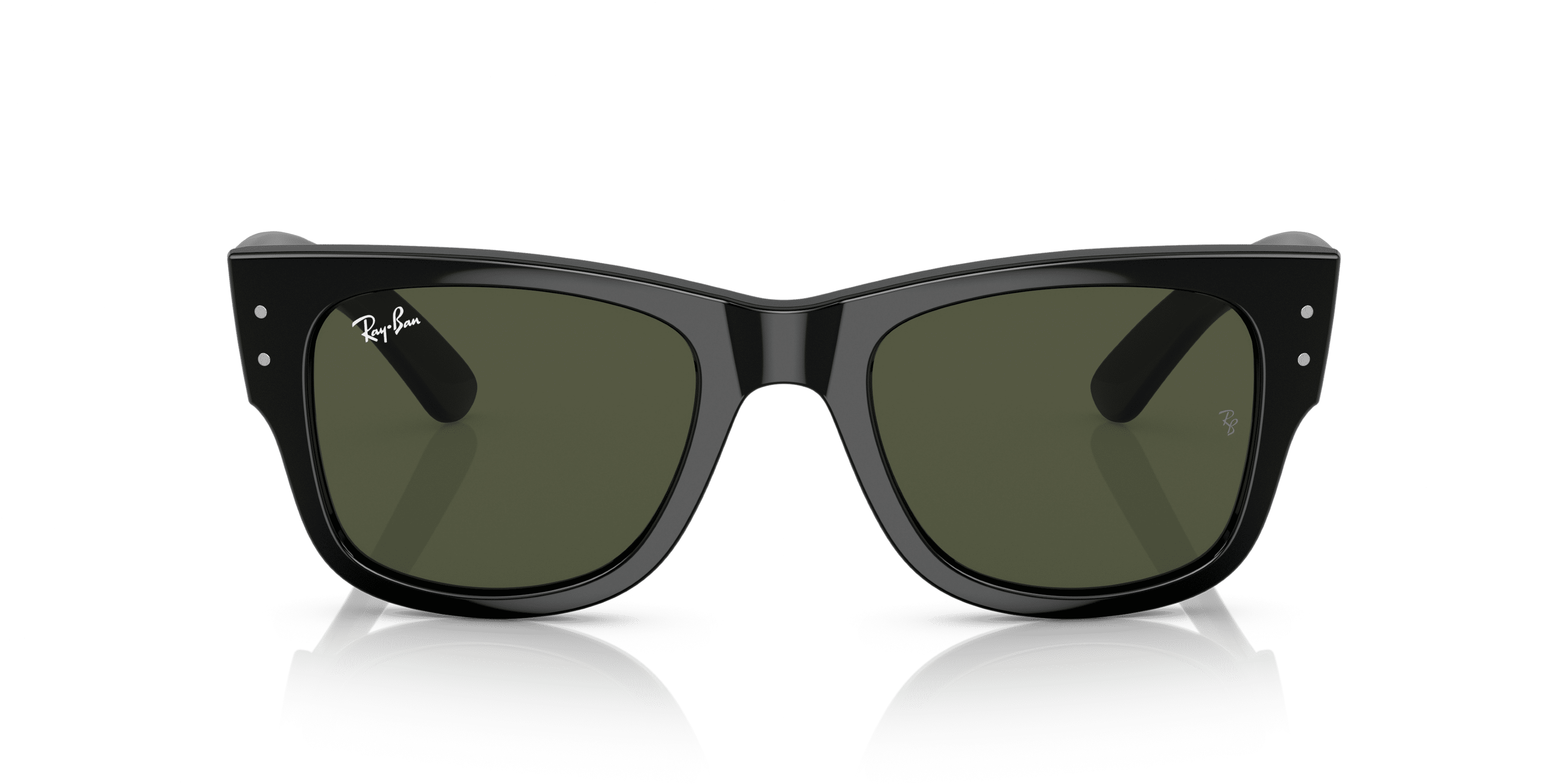 Ray-Ban Mega Wayfarer Sunglasses, Bold Square Eyeglasses with Case, Black/Green, Size 51