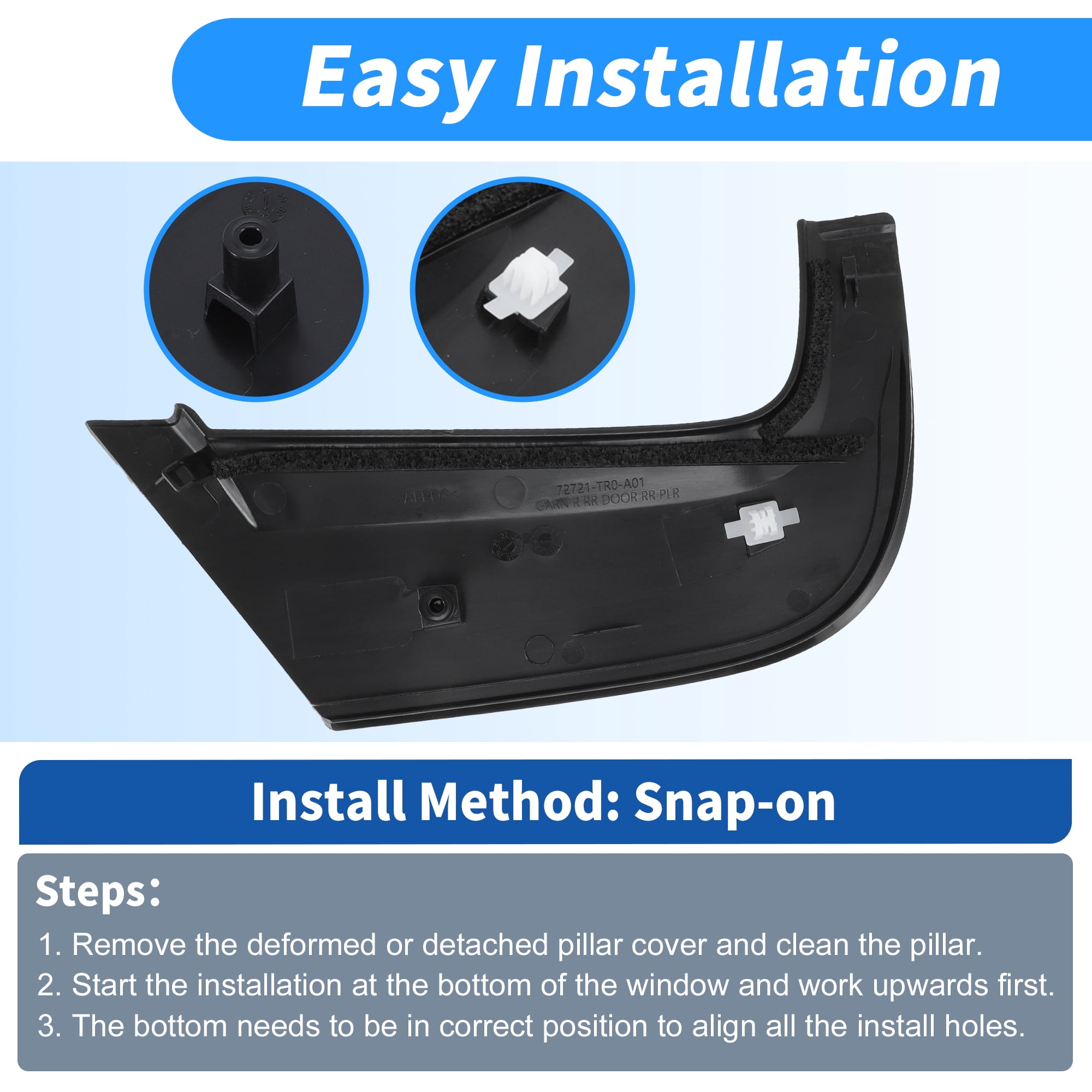 Unique Bargains Rear Left Right C Pillar Mould Trim for Honda Civic 2012-2015 Light Black
