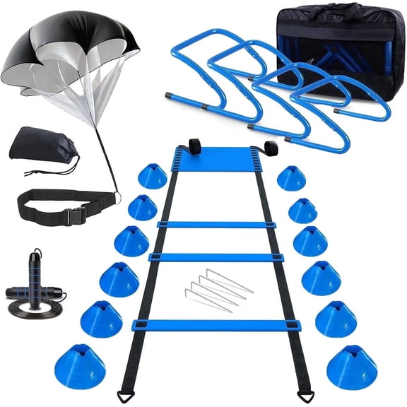 Professional Agility Ladder Training Set for Speed & Footwork - Adjustable Fitness Equipment with Carry Bag for Coordination, Quickness & Agility Drills, Indoor Outdoor Sports Use