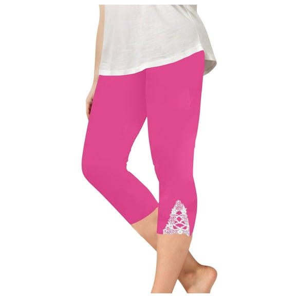 Swstbby Liquidation d'Économies d'Été! Capris d'Été pour Filles, Pantalon Court en Dentelle de Sport de Yoga d'Été Uni pour Tout-Petits et Enfants, Rose Vif 8-9 Ans