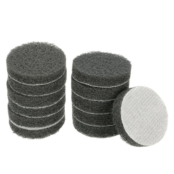 Uxcell 12pcs Scrubber Scouring Pads 800 Grits 2" Drill Power Brush Hoop and Loop Surface Conditioning Disc, Grey