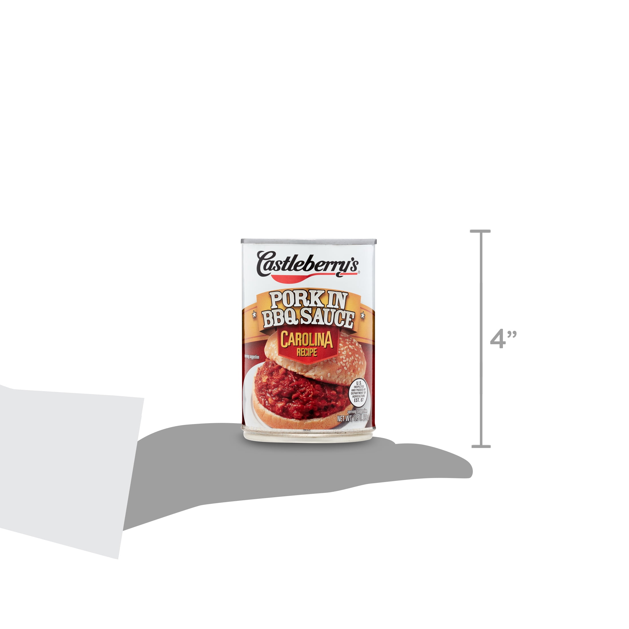 Castleberry’s Pork in BBQ Sauce Carolina Recipe, 10.5 oz Can – Heat-and-Serve Pulled Pork Sandwich Filling