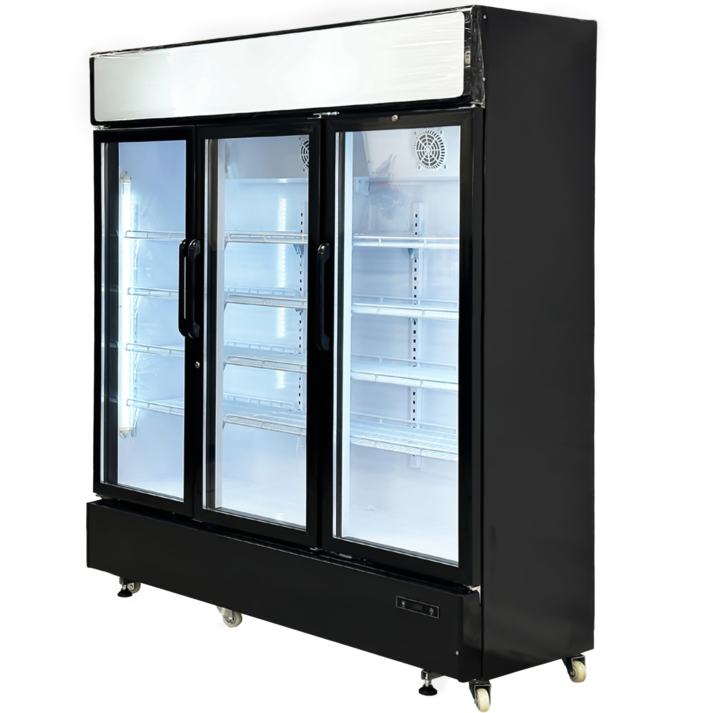 Elite Kitchen Supply 78in Large Refrigerator, Three Tempered Glass Doors, Adjustable Racks, 69.43 Cu. ft., NSF