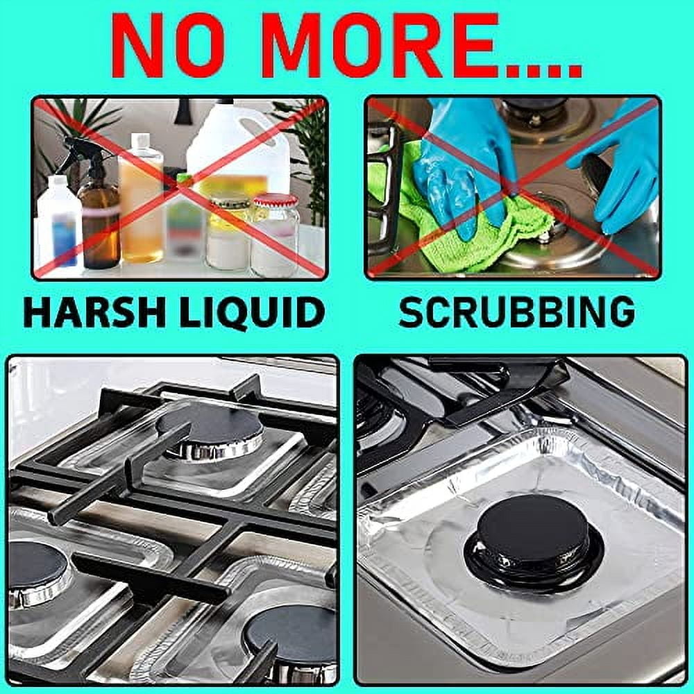 FMP Brands 1000 Pack 8.5 Inch Square Stove Burner Covers for Gas & Electric Stove Top, Disposable Aluminum Foil Stove Burner Liners, Stove Top Cover for Electric & Gas Burners, Keep Range Stove Clean