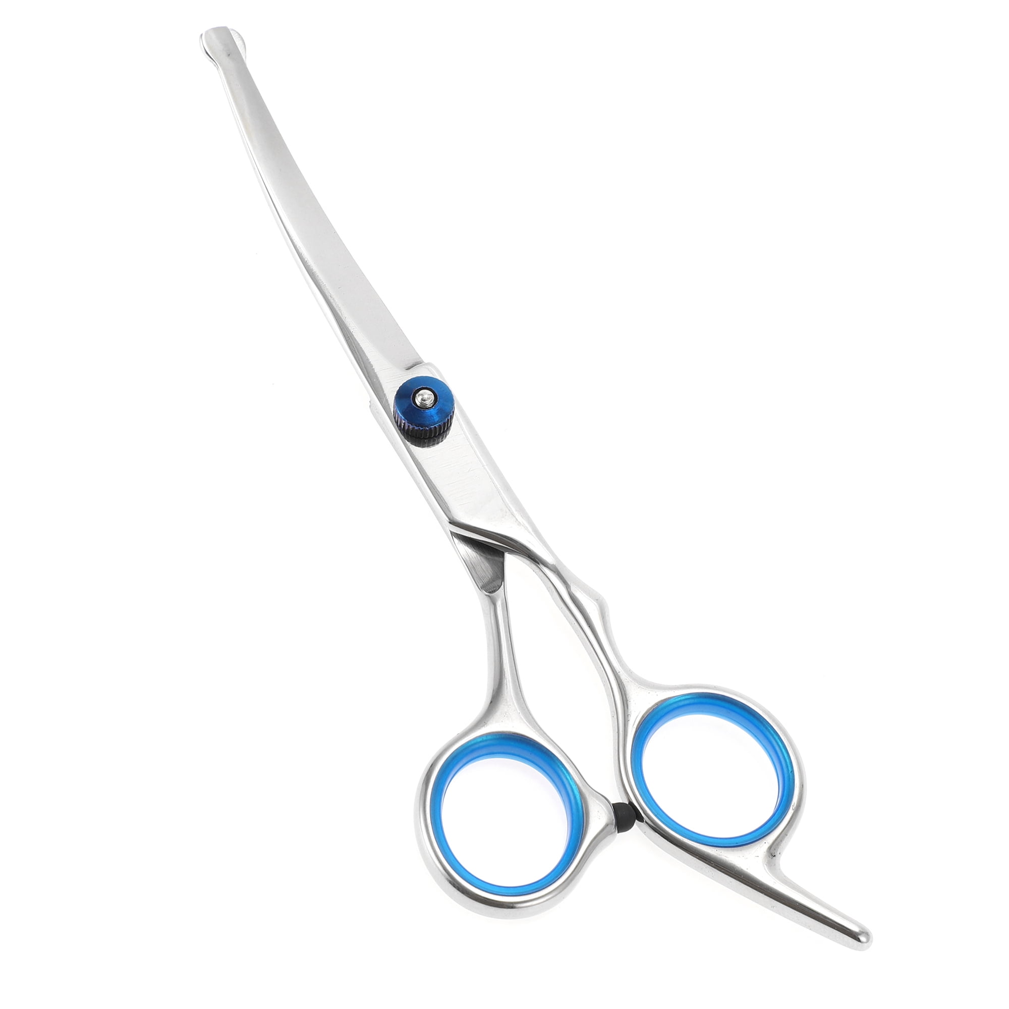 Unique Bargains 1 Pc Round Head Pet Scissors for Pets Shop 5.5 Inches Silver Tone Blue