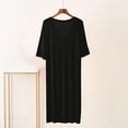 thumbnail image 5 of Aobny Womens Nightgowns Moomoo Short Sleeve Modal Sleep Dresses Solid V-Neck Knee Length Black Womens Sleep Shirts,L, 5 of 5