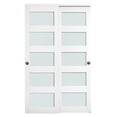 thumbnail image 2 of 48"x80" 5-Lite Glass Bypass Sliding Closet Door Set,Solid Wood/MDF PVC,Hardware Included, 2 of 11
