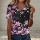 thumbnail image 1 of TaTaai Ladies Loose Casual V Neck Button Tops Random Print Short Sleeve Blouses Fashion Soft Lightweight Comfy Daily Vacation Party Wear Gift, 1 of 7