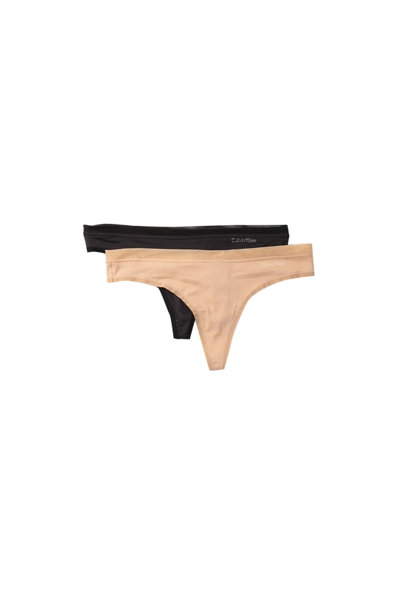 Underwear Women's 2 Pack Thong, Black/Beige, Small
